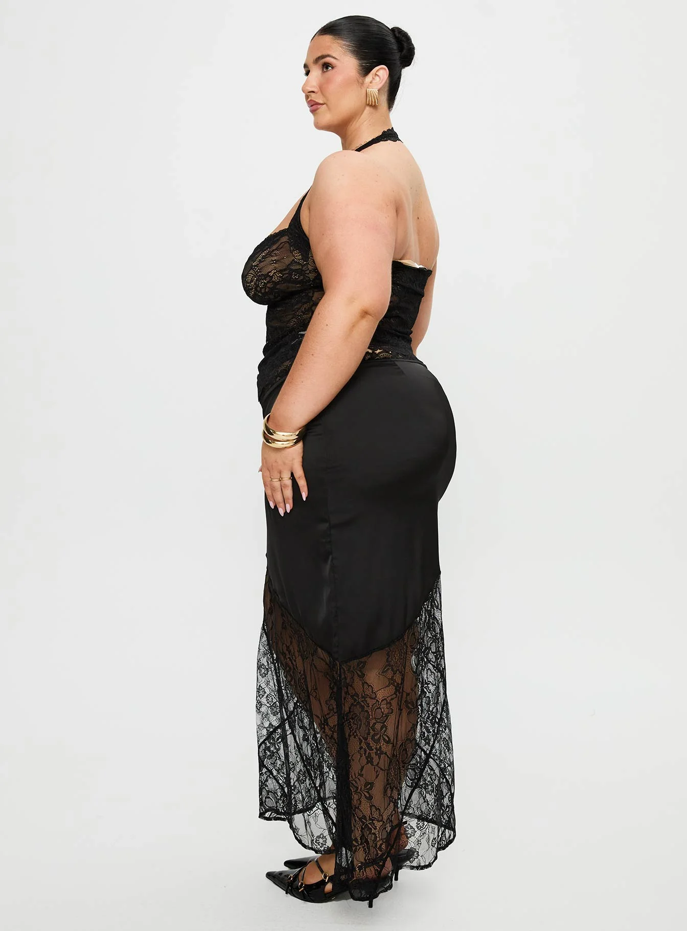 Castelli Lace Maxi Skirt Black Curve