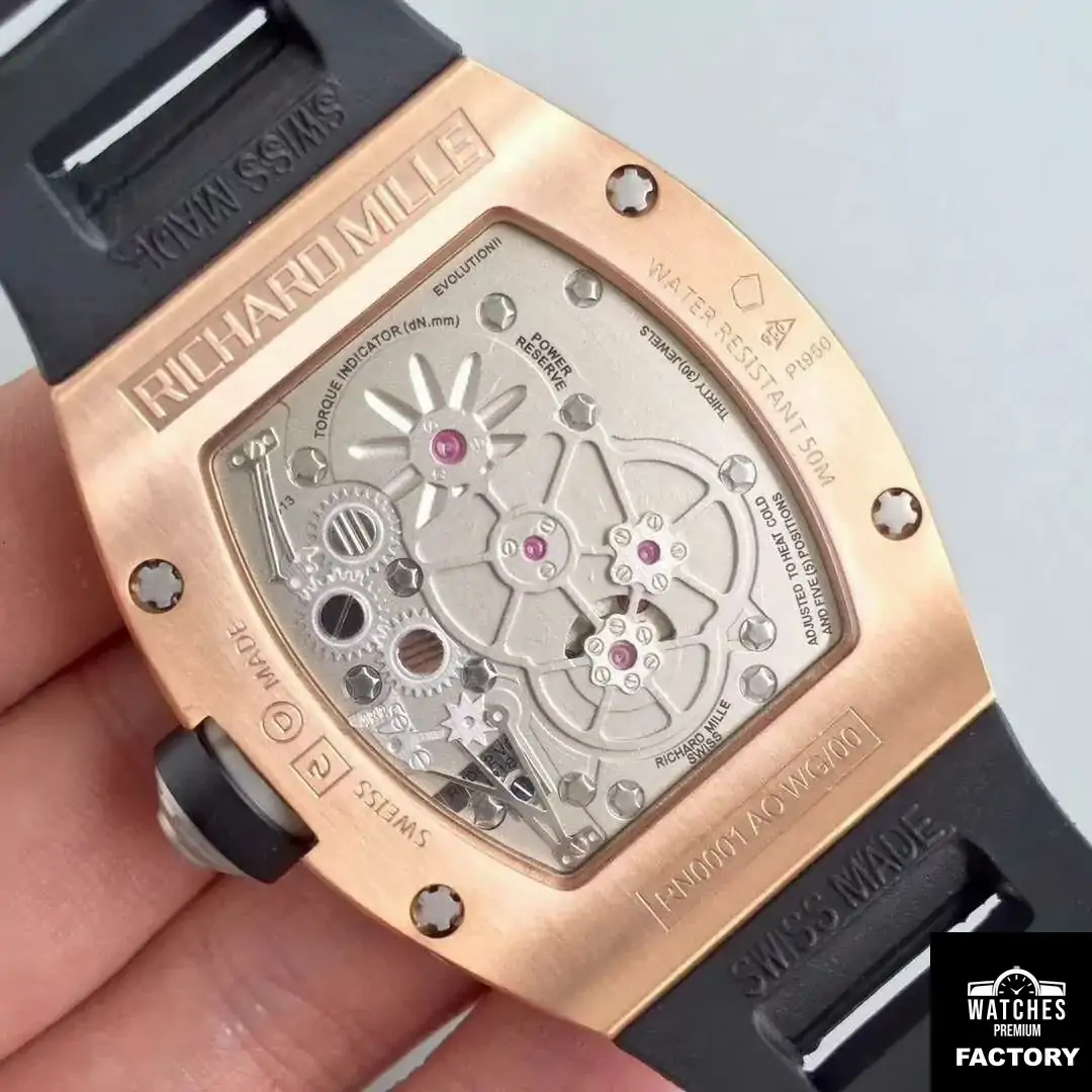 Richard Mille RM001 Rose Gold Tourbillon JB Factory Black Dial