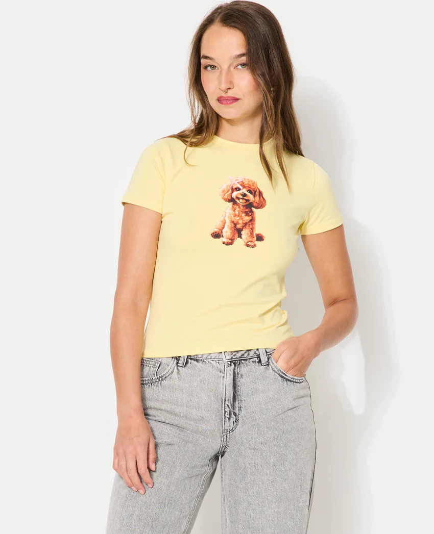 Pimkie T-shirt ajusté avec print chien + nœud cousu