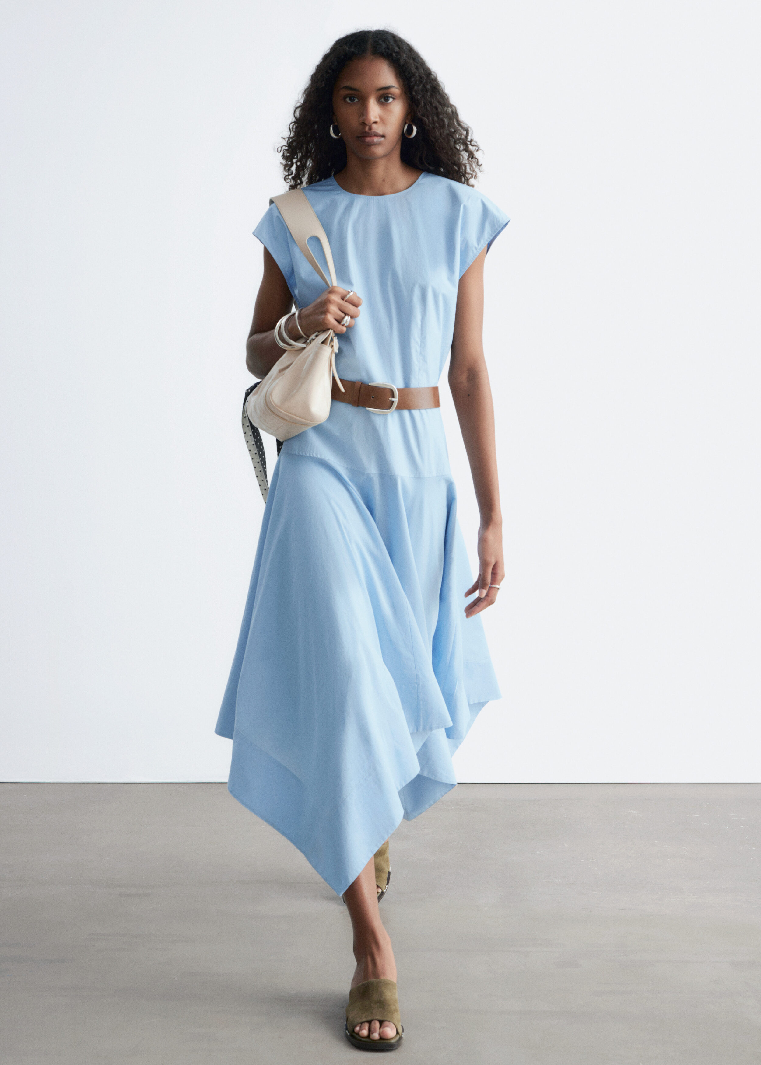 & Other Stories COTTON POPLIN MIDI DRESS