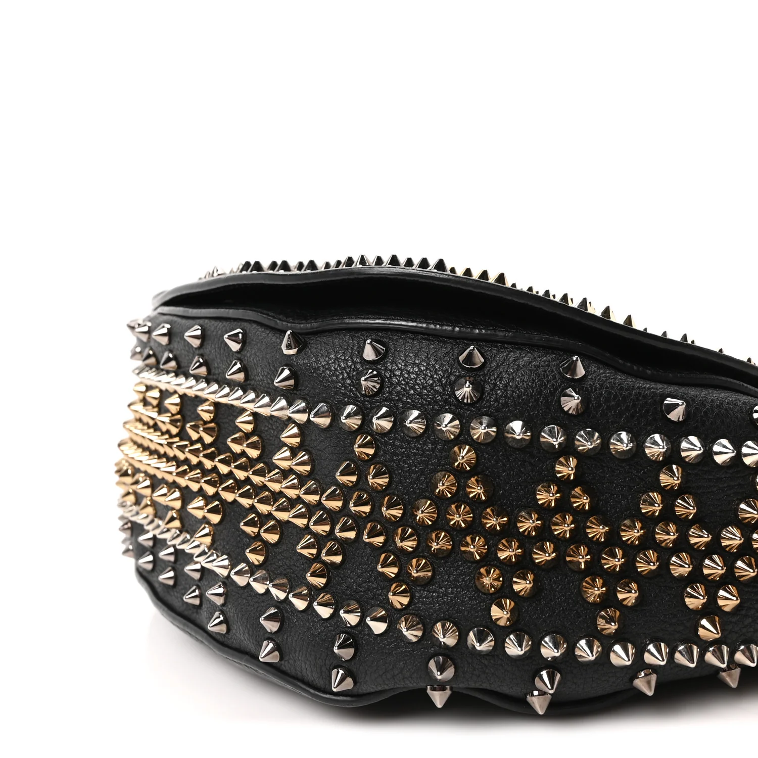 Calfskin Mix Chevron Spikes Panettone Messenger Black - Top Club