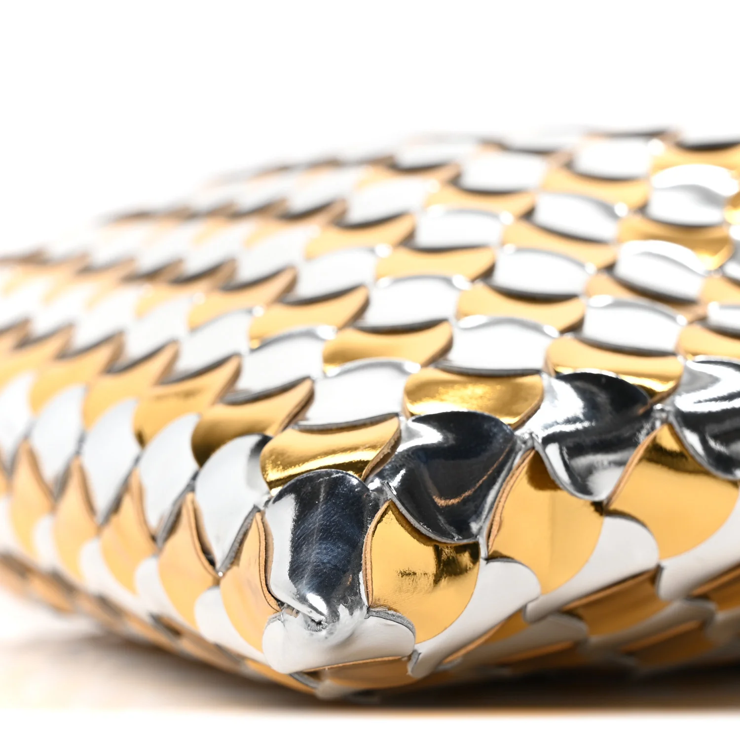 Metallic Lambskin Intrecciato Mini Hop Silver Gold - Top Club