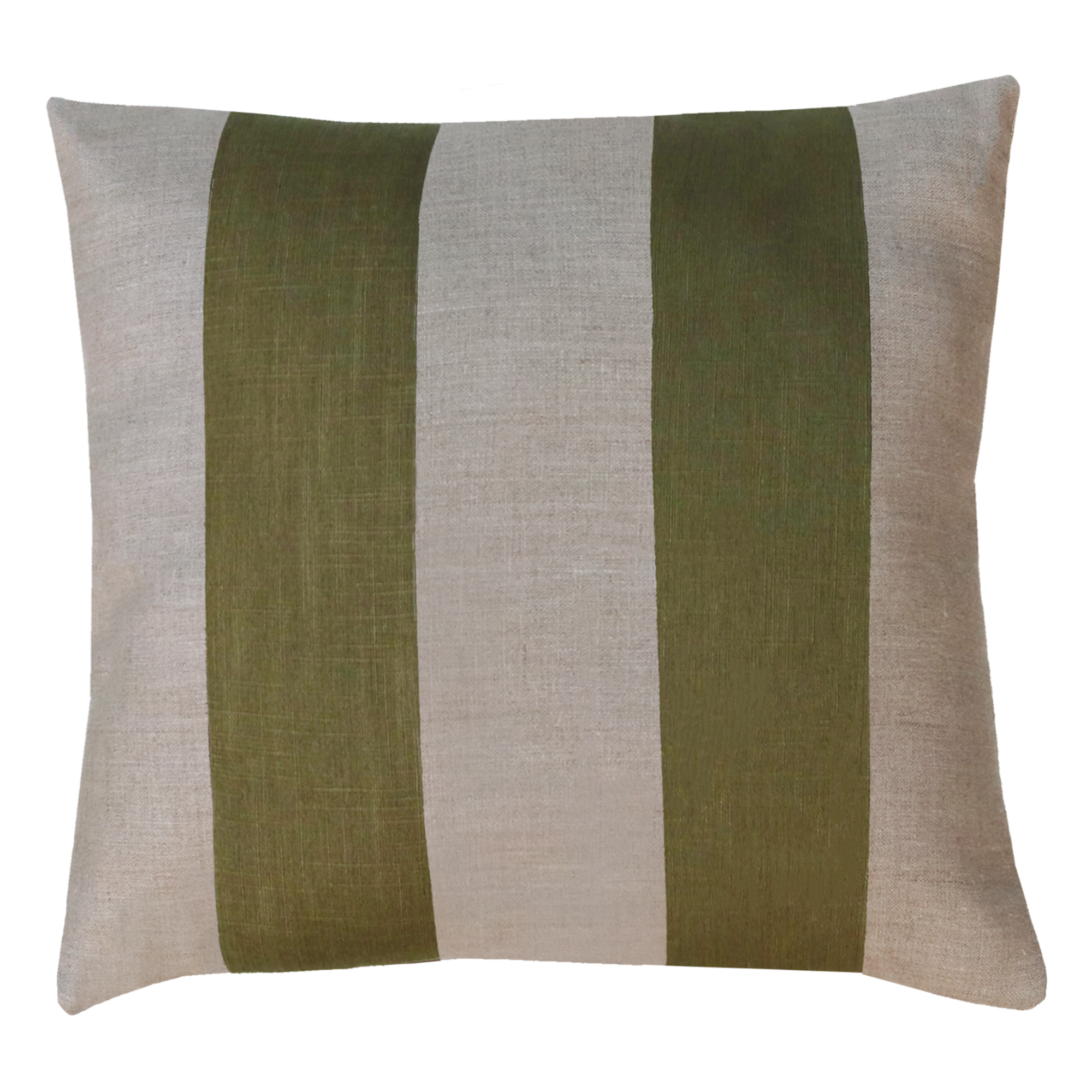 Sierkussen linnen streep olijf zand 45x45 cm