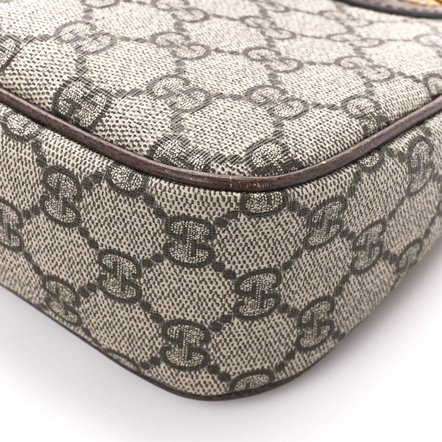 GG Supreme Monogram Textured Dollar Calfskin Web Small Ophidia GG Handbag Beige Ebony New Acero - Top Club