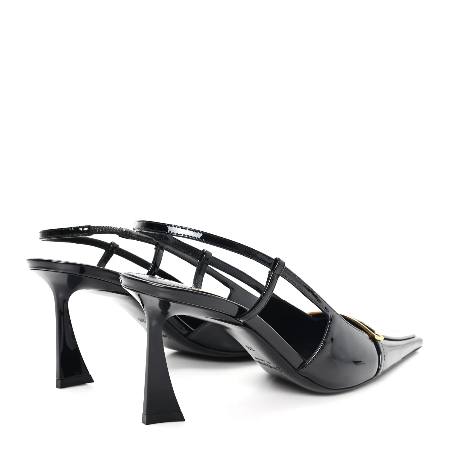 Patent Calfskin Jacqueline 75 Slingback Pumps 38 Black - Top Club