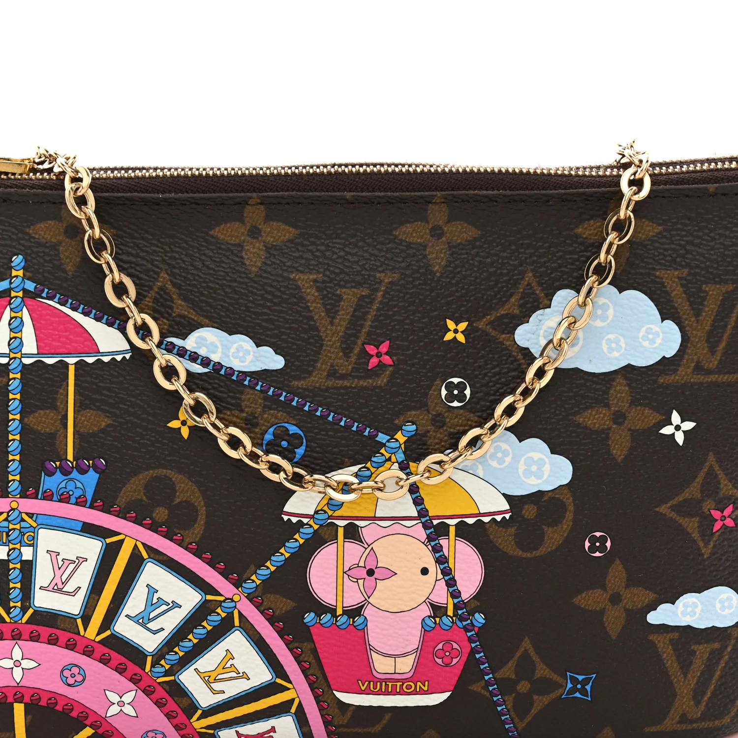 Monogram 2020 Christmas Animation Big Wheel Double Zip Pochette Rose Ballerine - Top Club