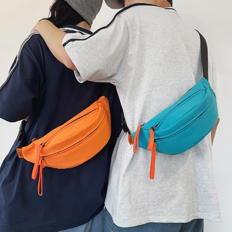 Lightly customized men's chest bag, waterproof Japanese-style casual crossbody bag, sports shoulder bag, men's waist bag, can be printed with logo