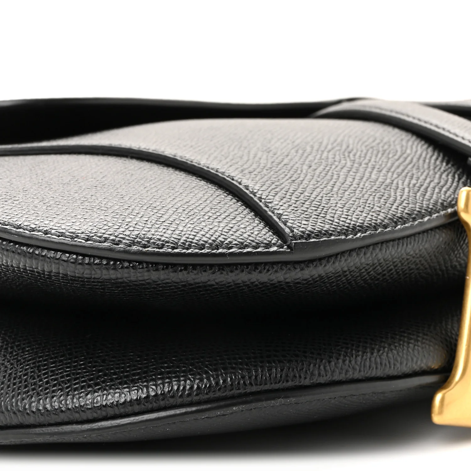 Grained Calfskin Saddle Bag With Strap Black - Top Club