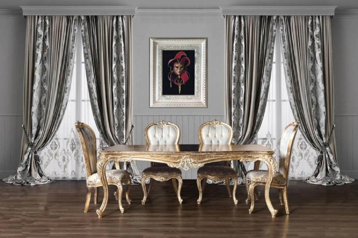 Luxury Baroque Dining Table Antique Gold - Handcrafted Solid Wood Dining Room Table in Baroque Style - Baroque Dining Room Furniture - Noble & Magnificent