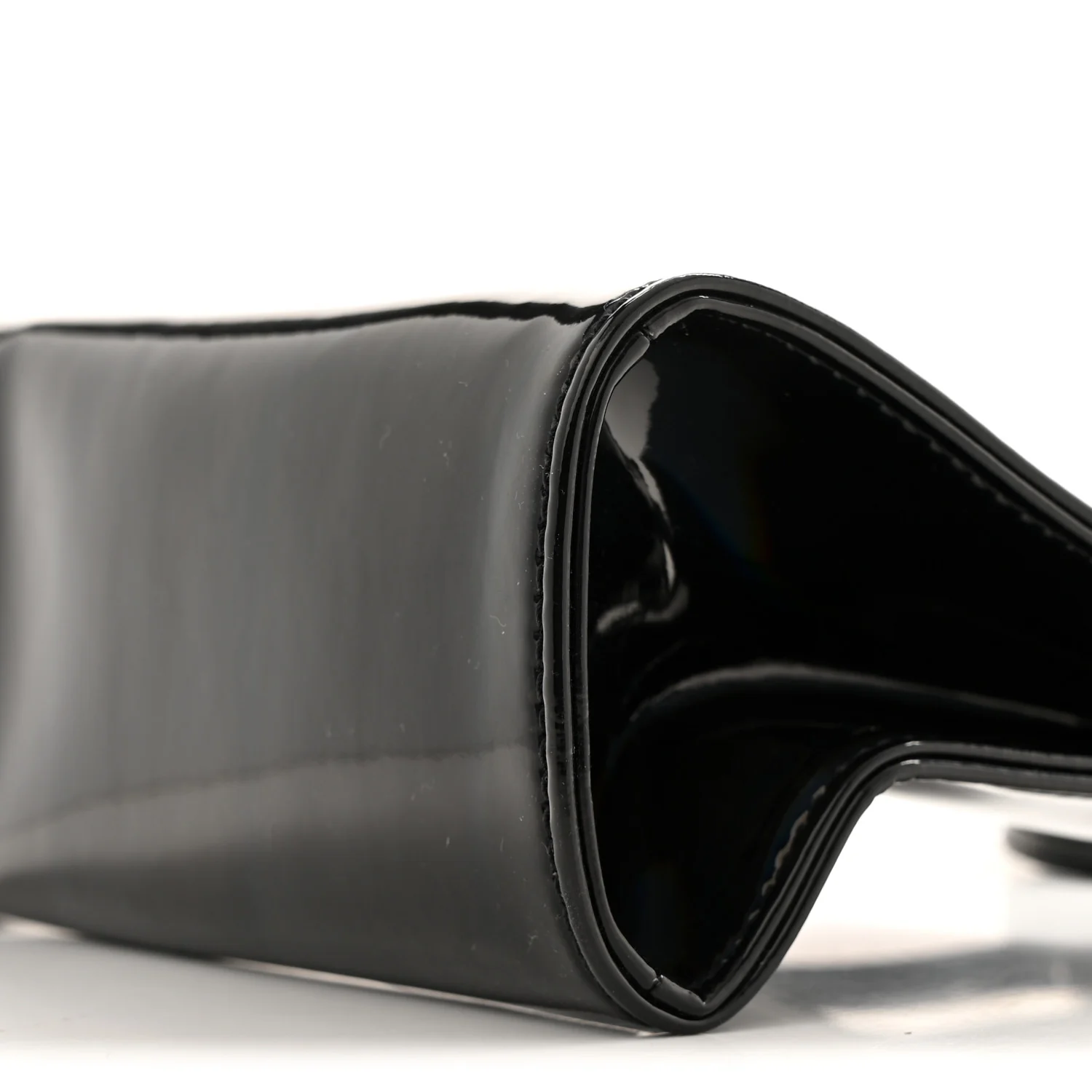 Patent Vegan Leather Small Shopping Bag Black Rainbow - Top Club