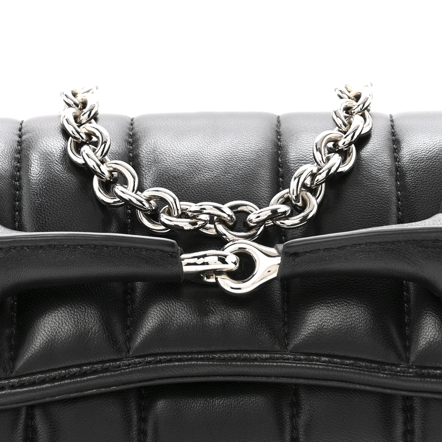 Nappa Vertical Matelasse Small Maxi Horsebit Chain Shoulder Bag Black - Top Club