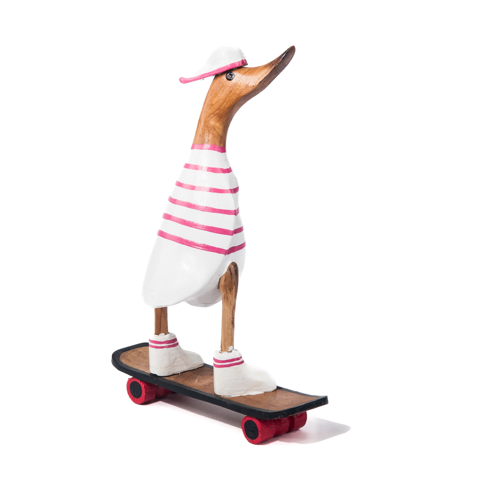 Houten eend skateboard roze