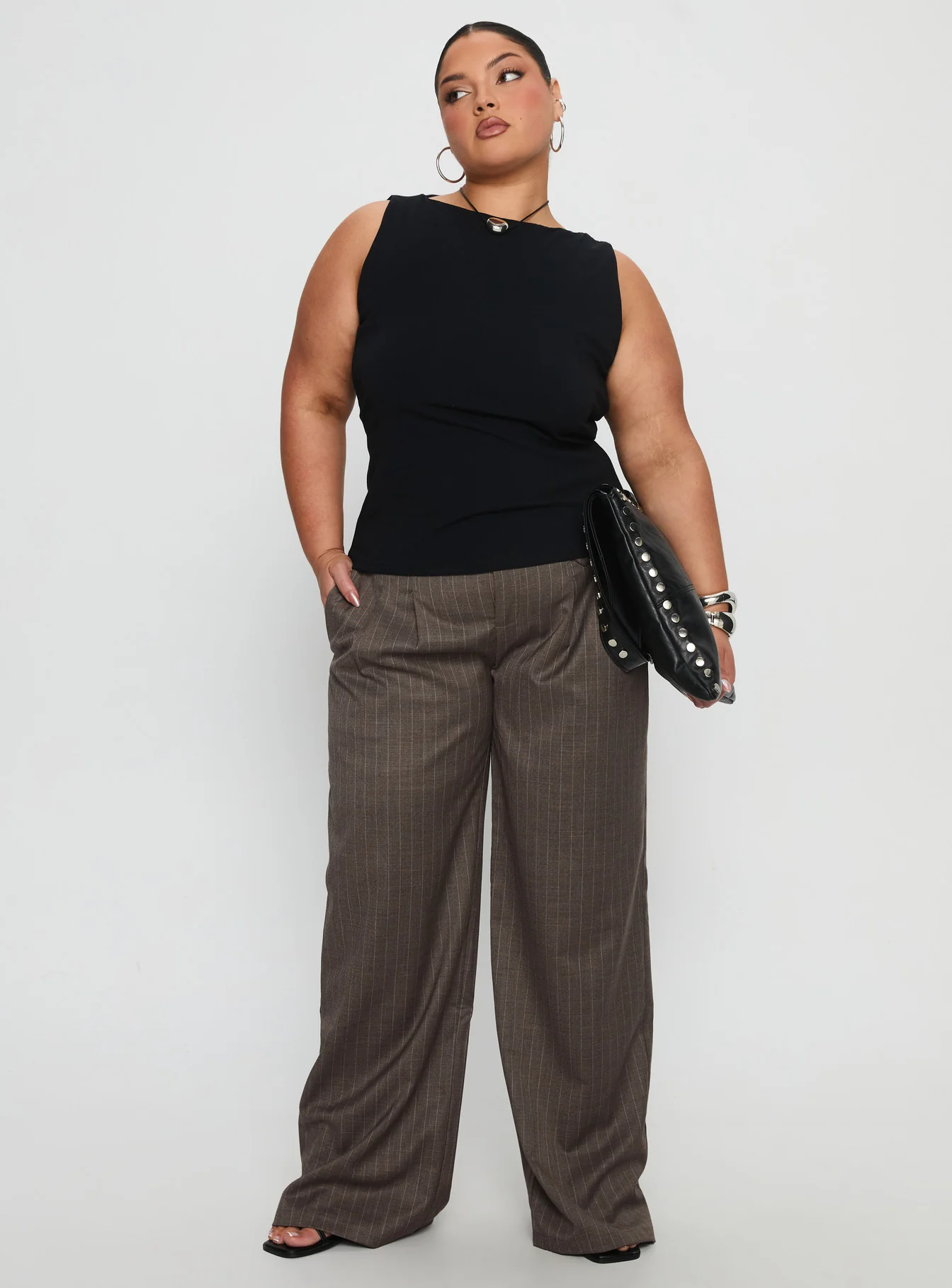 Briellea Thick Waistband Pant Pinstripe Curve
