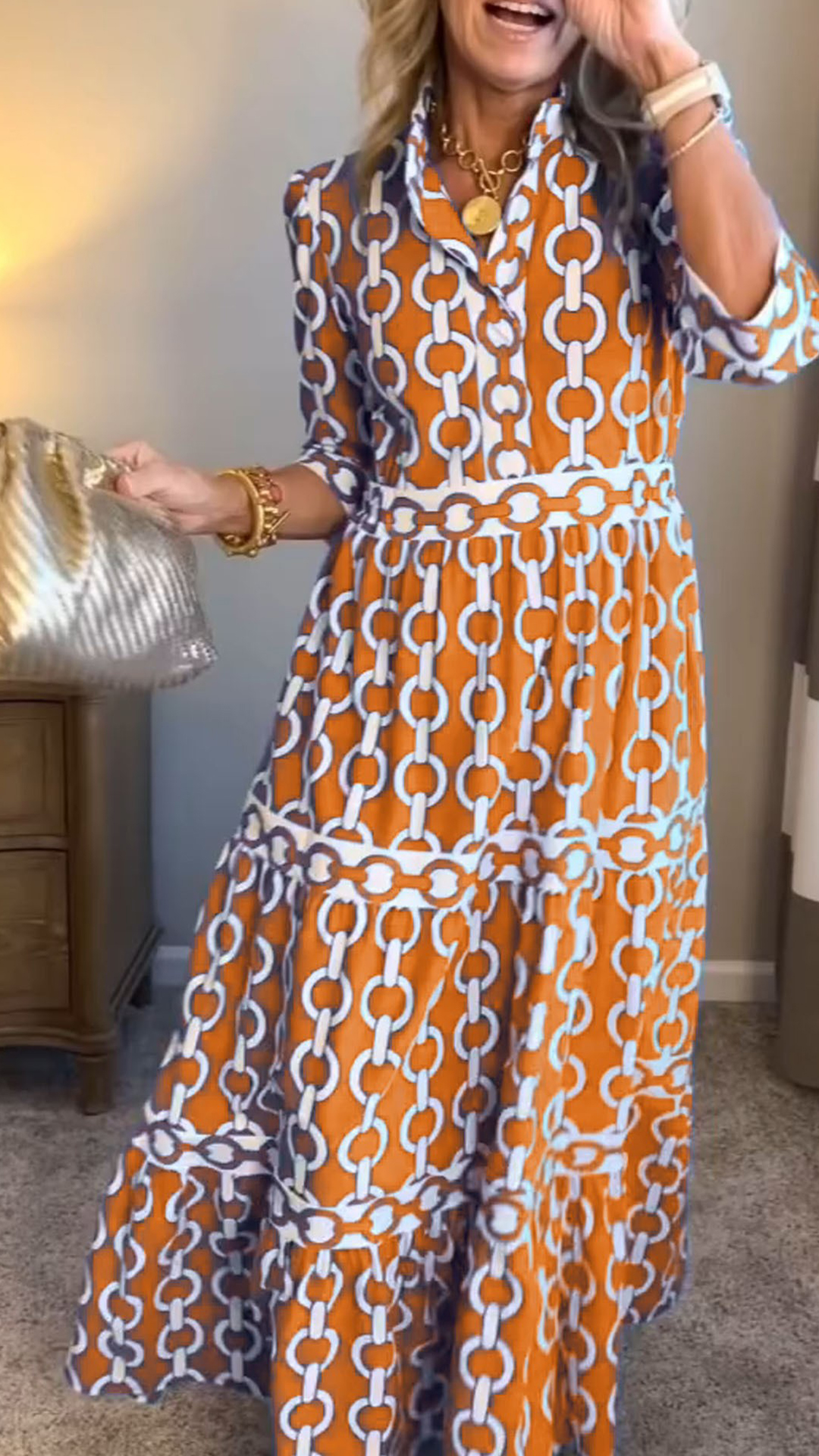 Women's  Casual Vacation Style - Chain Print Shirt Dress - Nordfashionstorm - Women's Clothing, Fashion for You - Nordfashionstorm.com