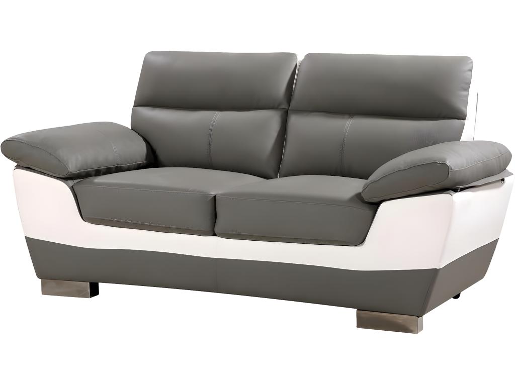 Sofá cuero reconstituido / pvc dallas - 2 plazas gris/blanco