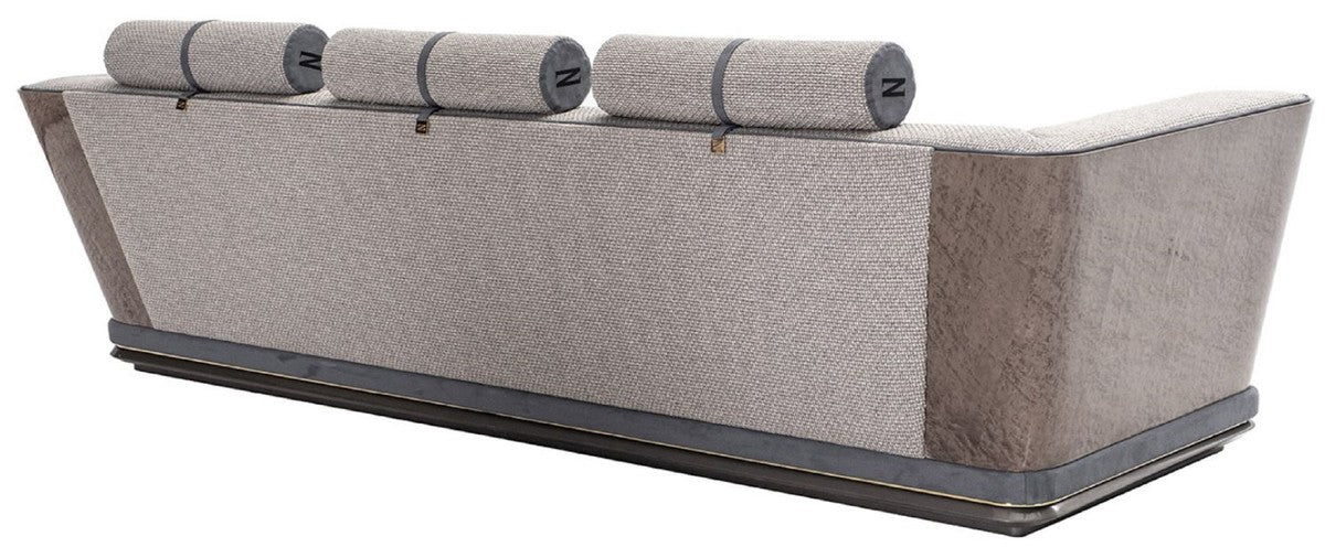 Luxury sofa gray / blue / gold 280 x 98 x H. 85 cm - living room sofa - hotel sofa - living room furniture - living room furniture - hotel furniture - luxury furniture - luxury furniture