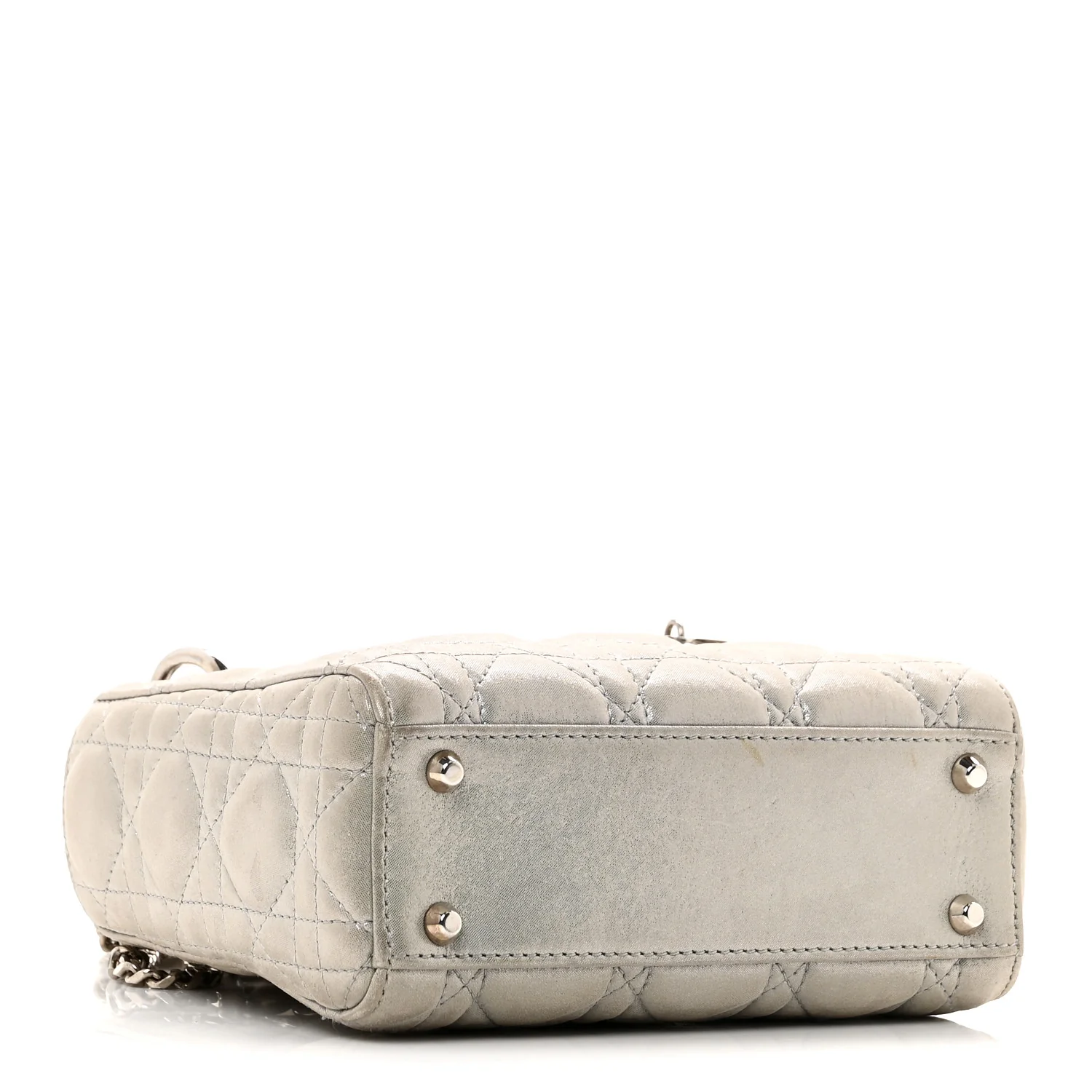 Metallic Lambskin Cannage Mini Lady Dior Silver - Top Club