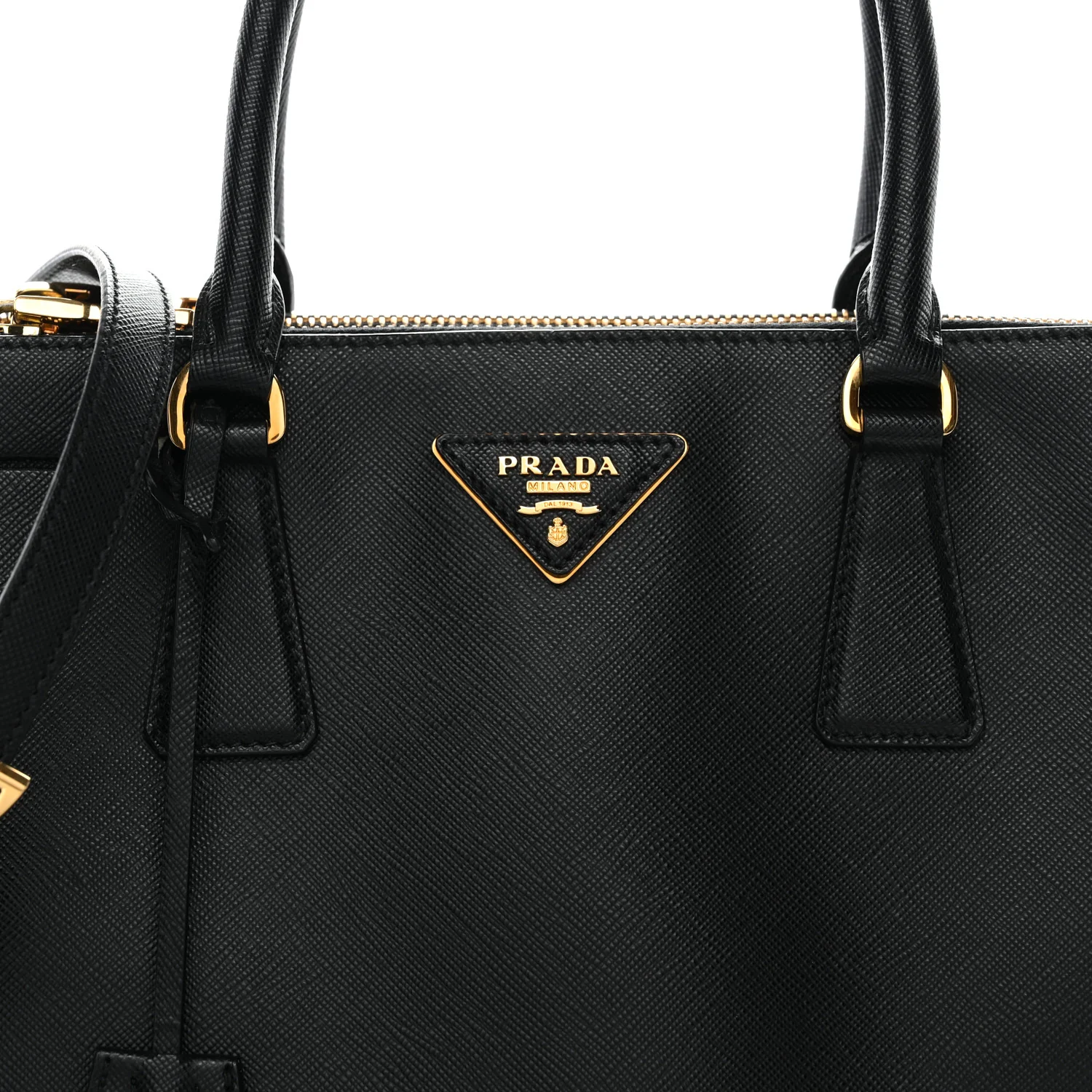 Saffiano Small Galleria Double Zip Tote Black - Top Club