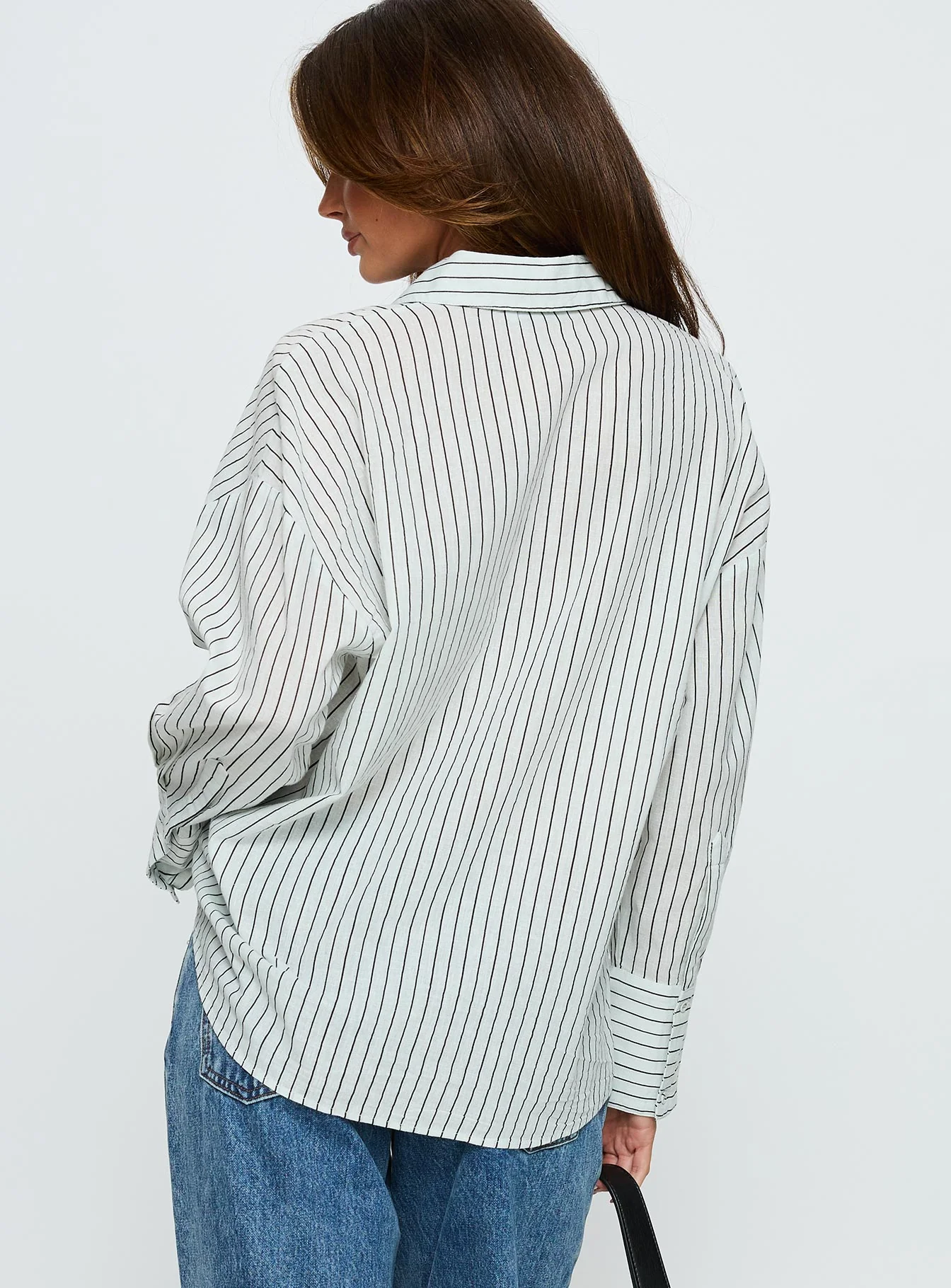 Alexi Long Sleeve Button Down Top Blue / Brown Stripe