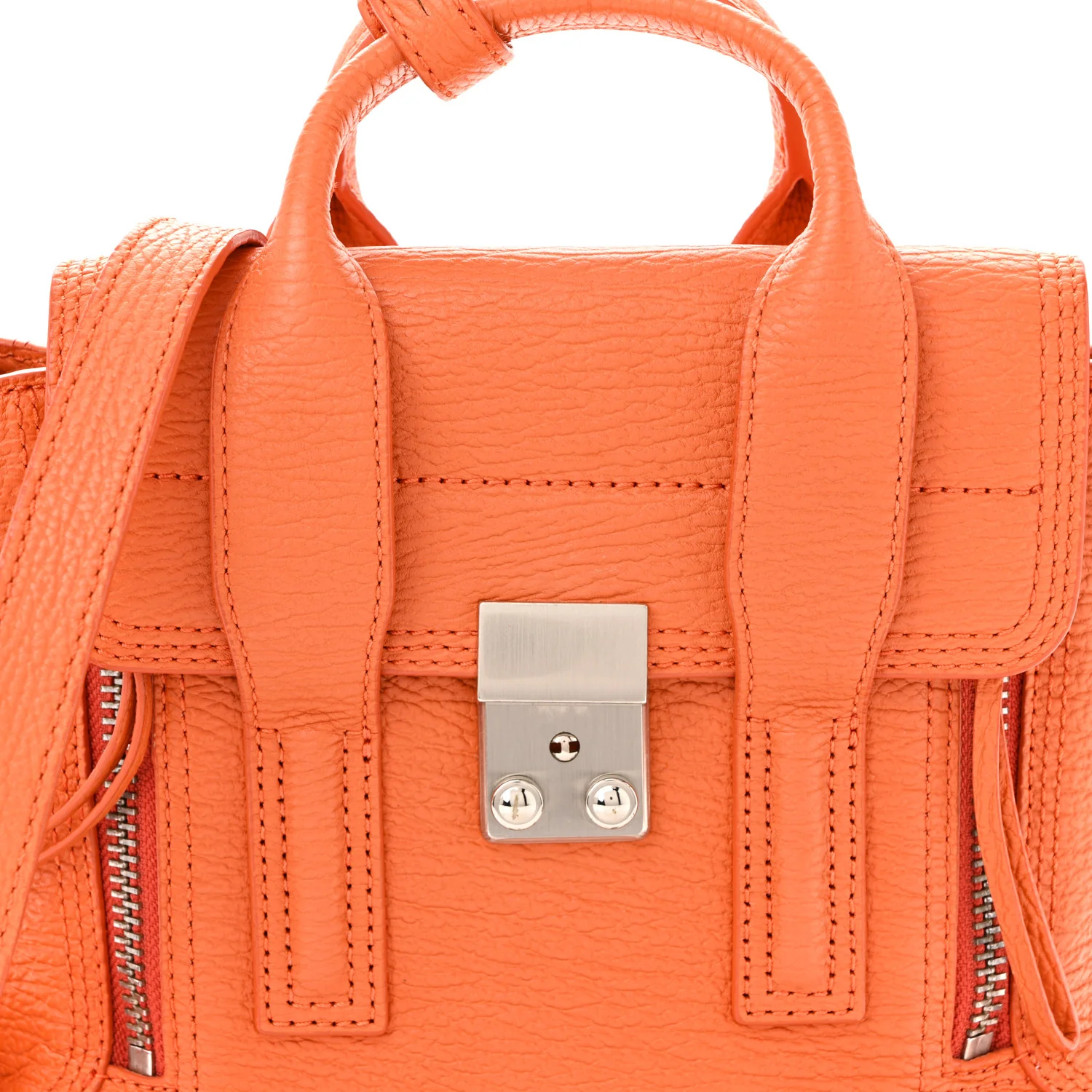 Textured Calfskin Mini Pashli Satchel Orange - Top Club