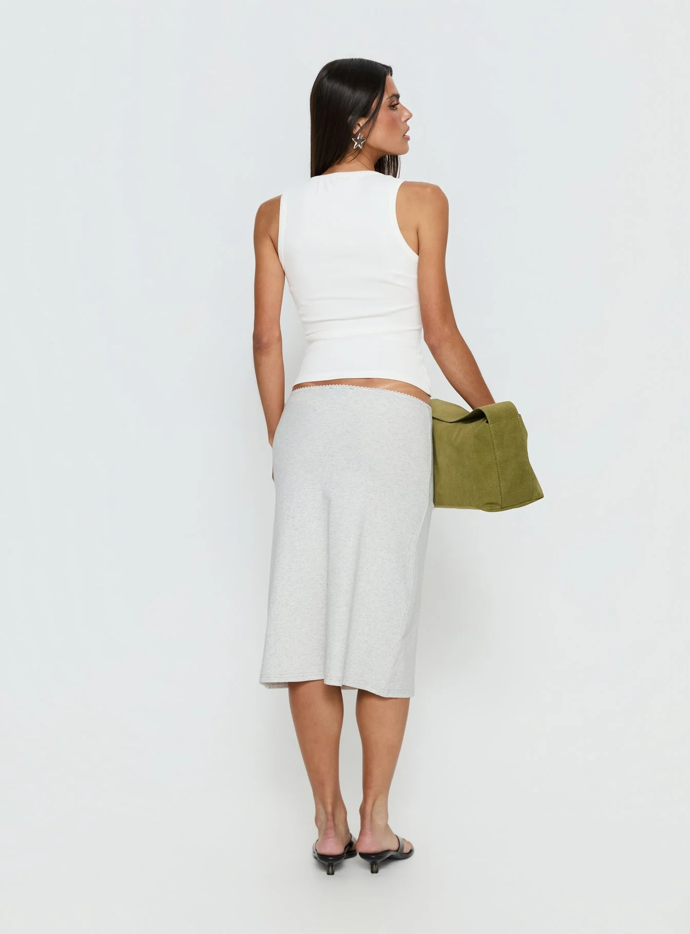 Baseline Rib Midi Skirt Grey Marle
