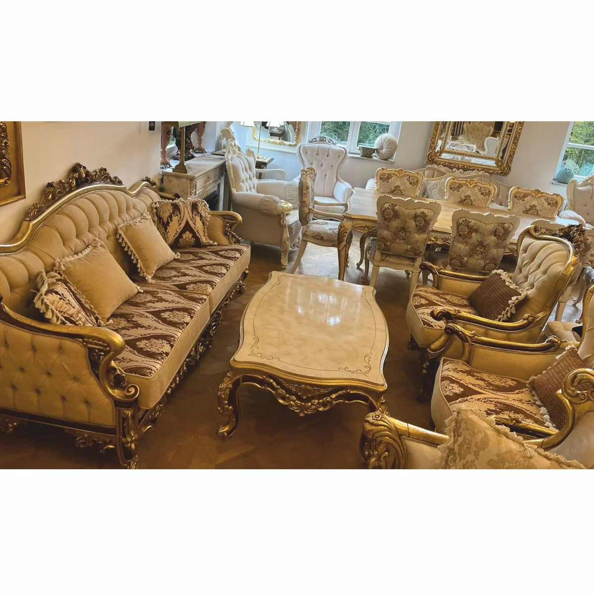 Luxury Baroque Living Room Set Beige / Brown / Gold - Baroque Style Furniture