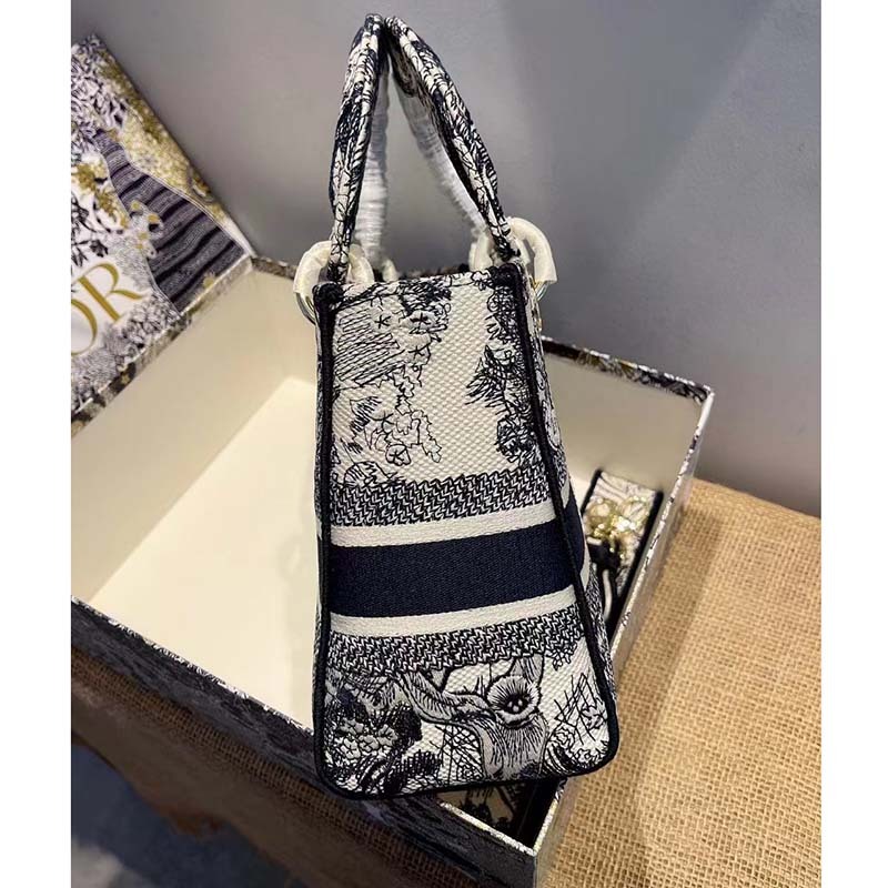 CD Women CD Medium Lady D-Lite Bag Blue Toile De Jouy Embroidery - Top Club