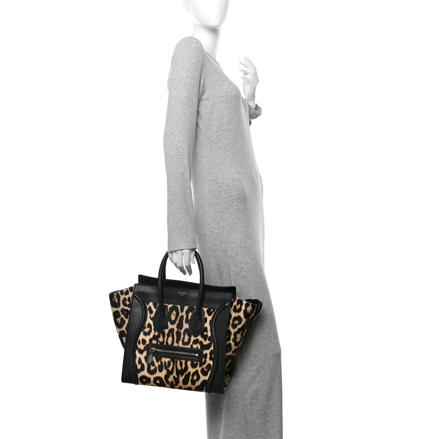 Leopard Pony Hair Mini Luggage Black - Top Club