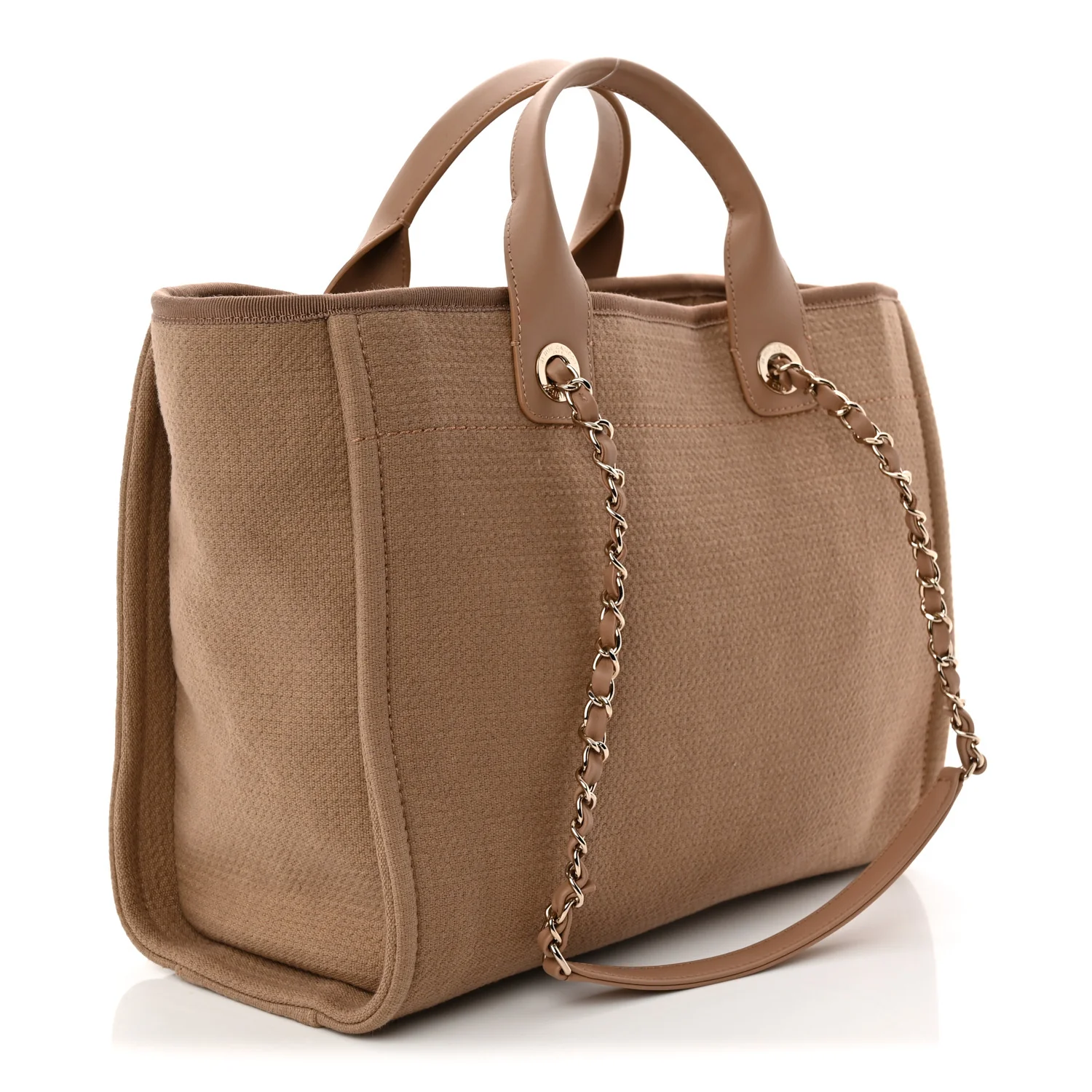 Mixed Fibers Small Deauville Tote Dark Beige - Top Club