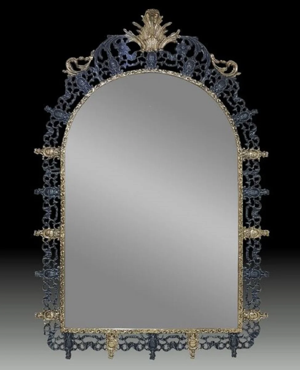 Luxury Baroque Bronze Mirror Blue / Gold H. 123 cm - Baroque Furniture