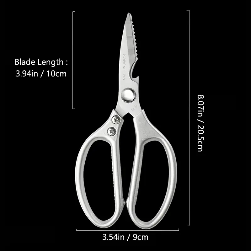 1 Pack Heavy-Duty 304 Stainless Steel Kitchen Scissors, Ergonomic Sharp Metal Cutter - Kitchenware for Chicken Meat Cutting, Beginner-Friendly Apartment Home Cooking Utensils