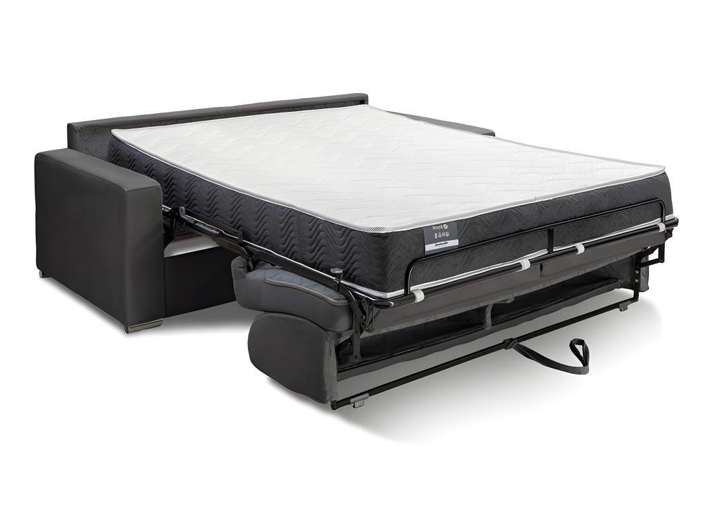 Sofá cama de apertura rápida 3 plazas tela CALITO - Marrón - Cama 140 cm - Colchón 22 cm