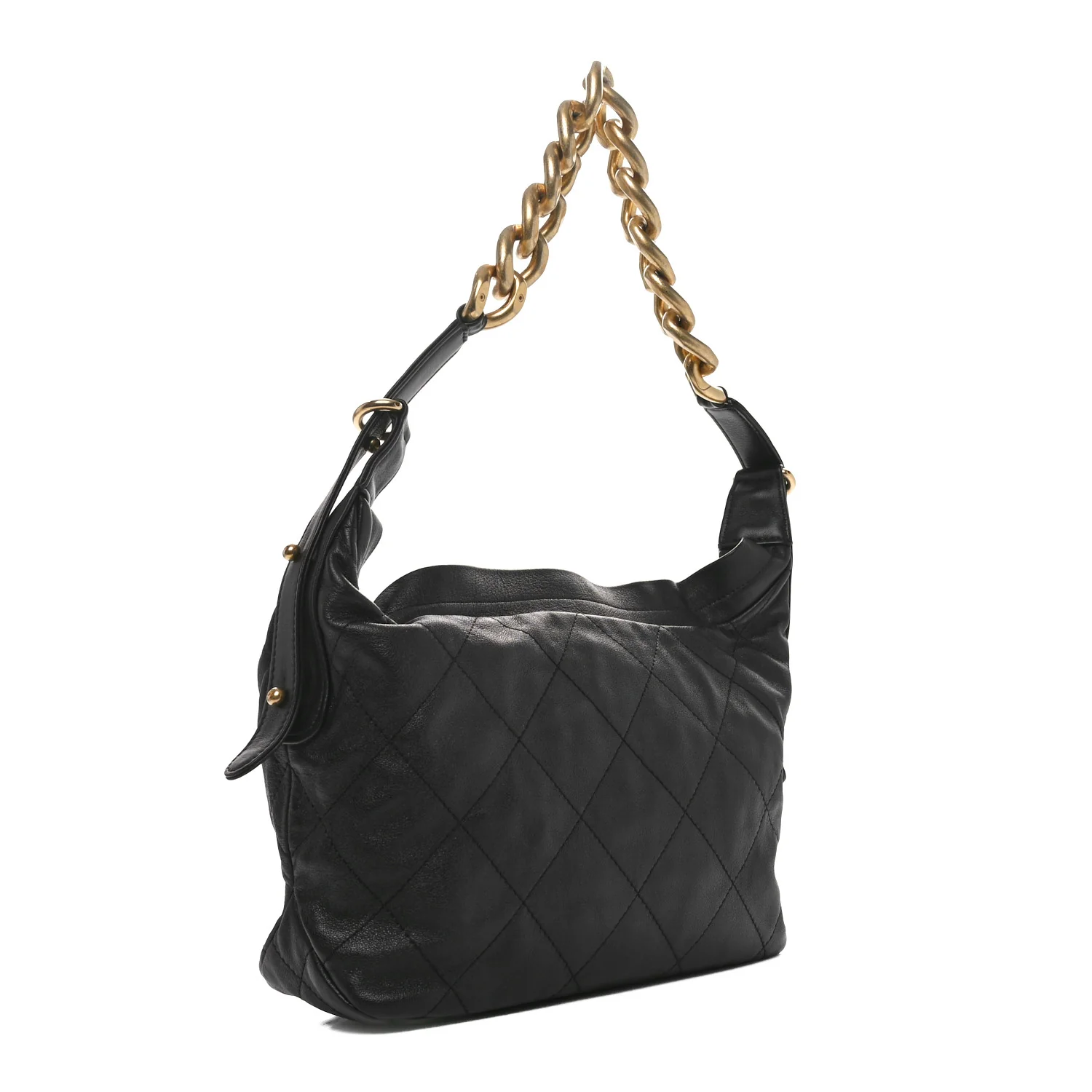 Calfskin Quilted Daily Hobo Black - Top Club