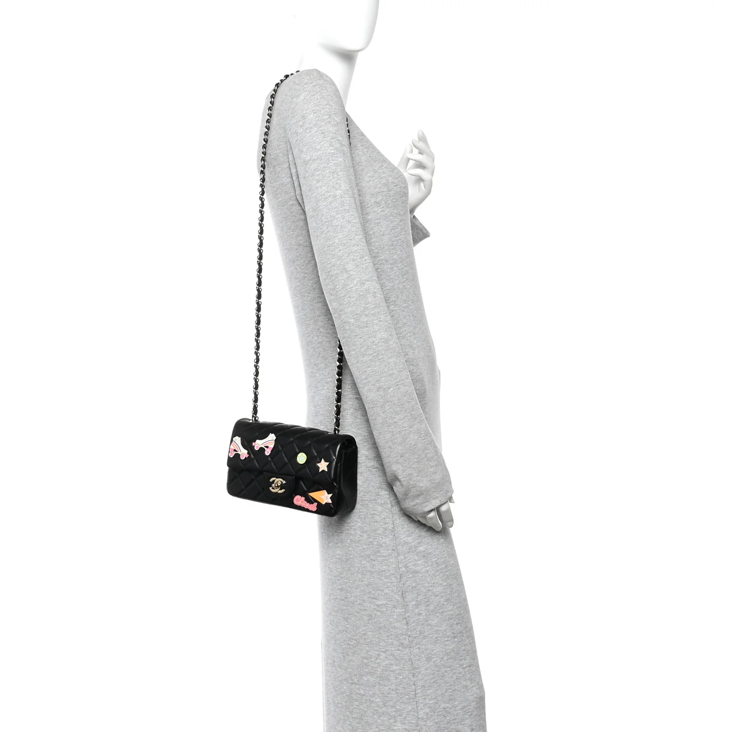 Lambskin Quilted Hollywood Charms Mini Rectangular Flap Black