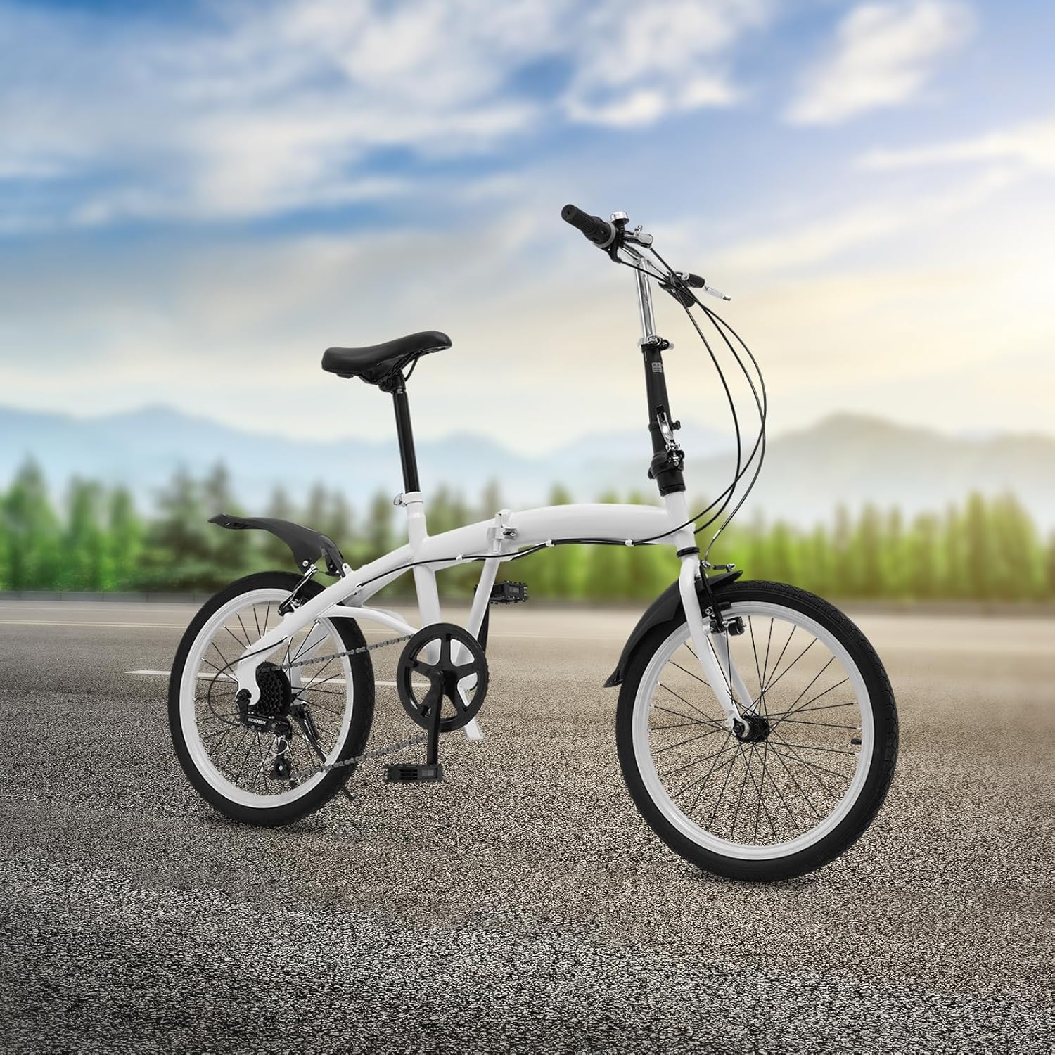 Bicicletta pieghevole da 20 pollici, pieghevole, per adulti, con 7 marce, pieghevole, in acciaio al carbonio, per bambini, adulti, per sport, attività all'aperto, ciclismo, pendolari, prati,