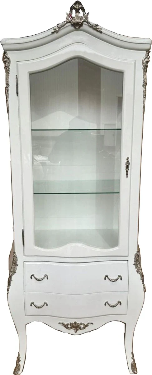 Baroque display cabinet white / silver H. 185 cm - Baroque furniture