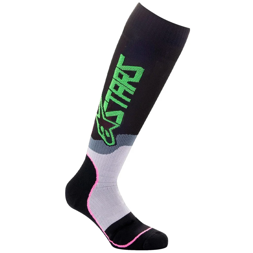 CALCETIN ALPINESTARS MX PLUS2 BLACK / GREEN