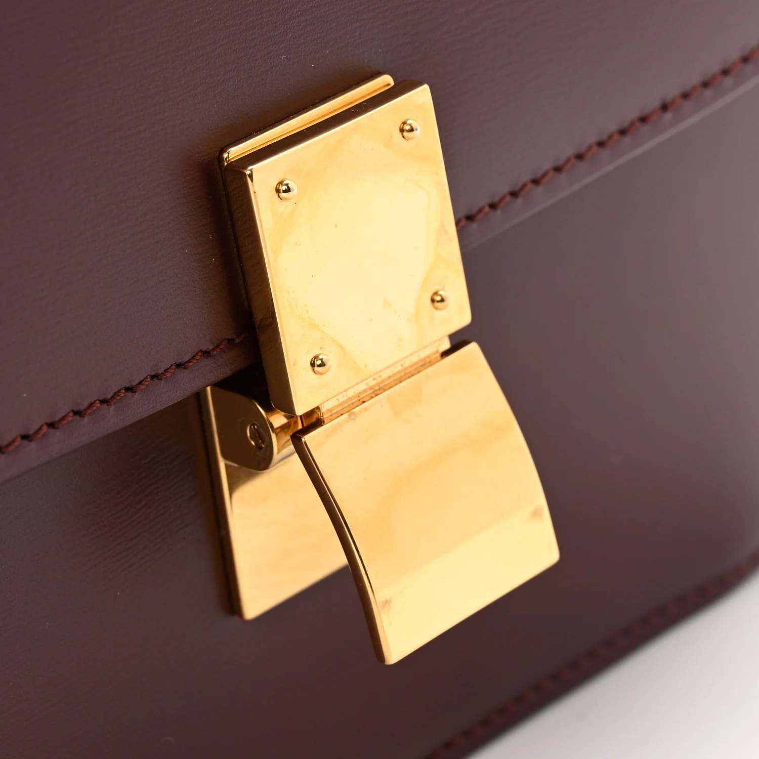 Liege Calfskin Teen Classic Box Flap Bag Burgundy - Top Club