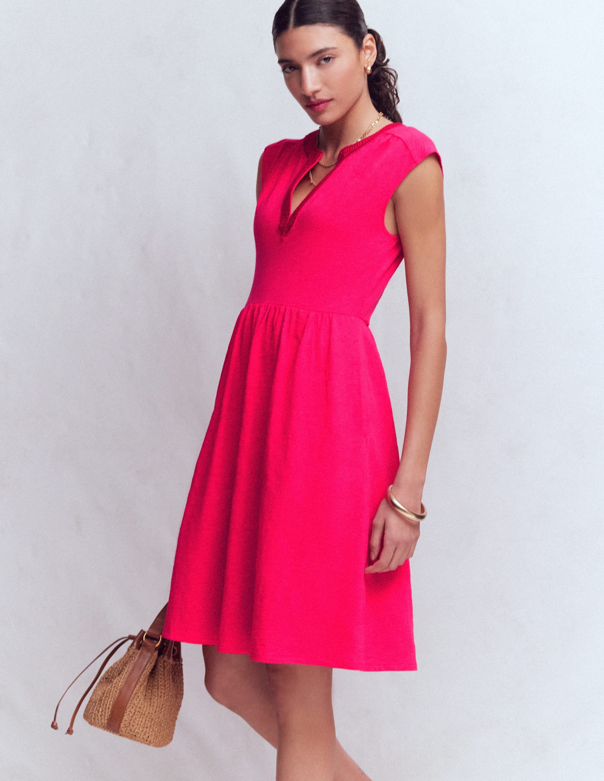 May Kurzes Jerseykleid-Opulentes Rosa