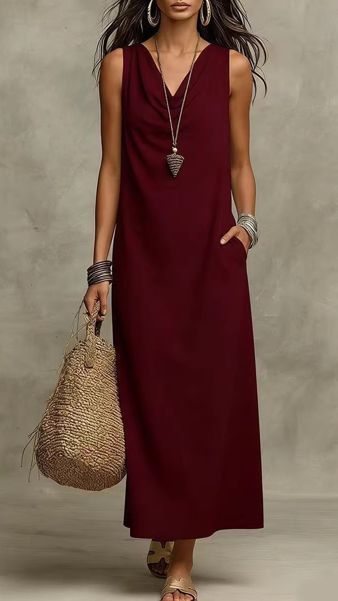 Women's Elegant Sleeveless V-Neck Maxi Dress - Nordfashionstorm - Women's Clothing, Fashion for You - Nordfashionstorm.com