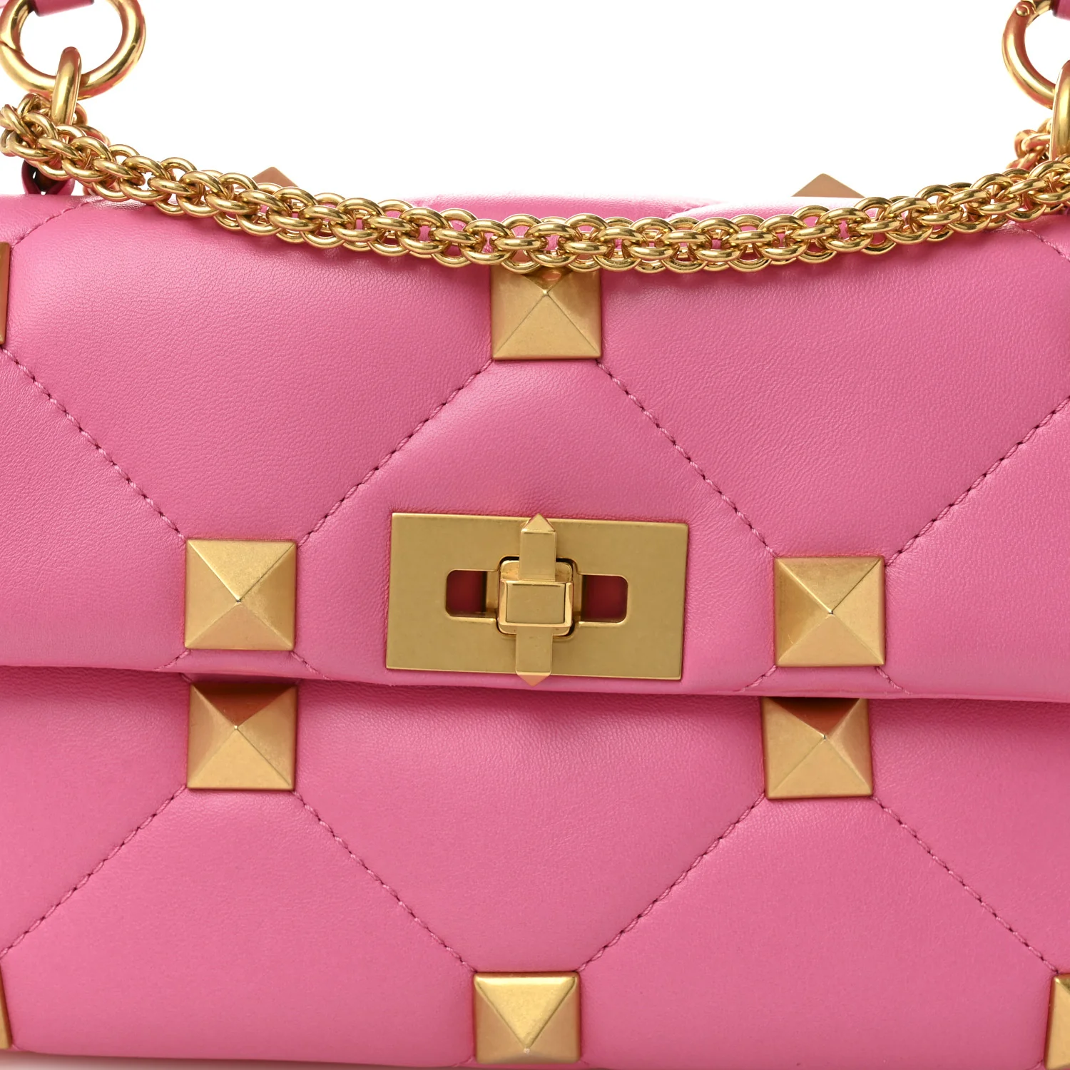 Nappa Medium Roman Stud Shoulder Bag Feminine Pink - Top Club