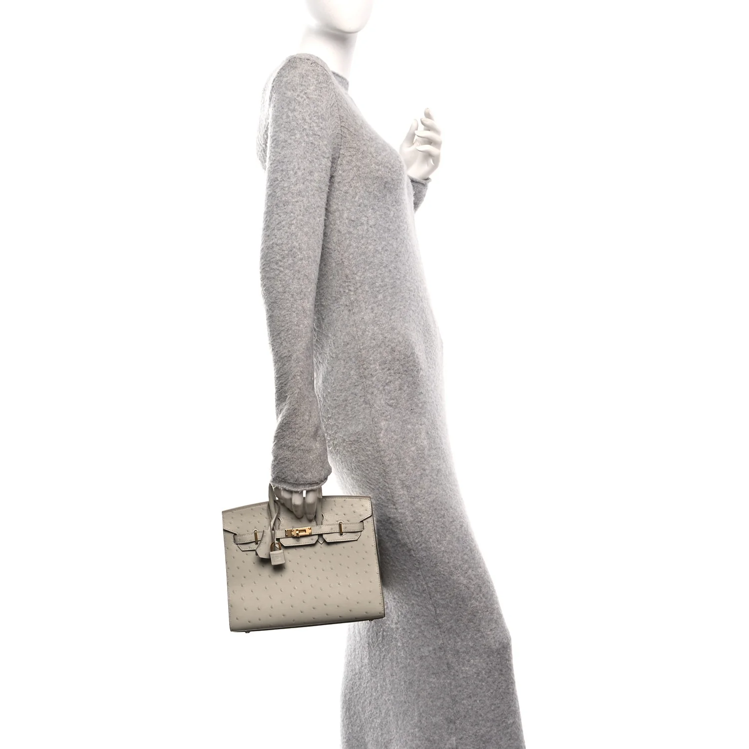 Ostrich Birkin Sellier 25 Gris Perle - Top Club