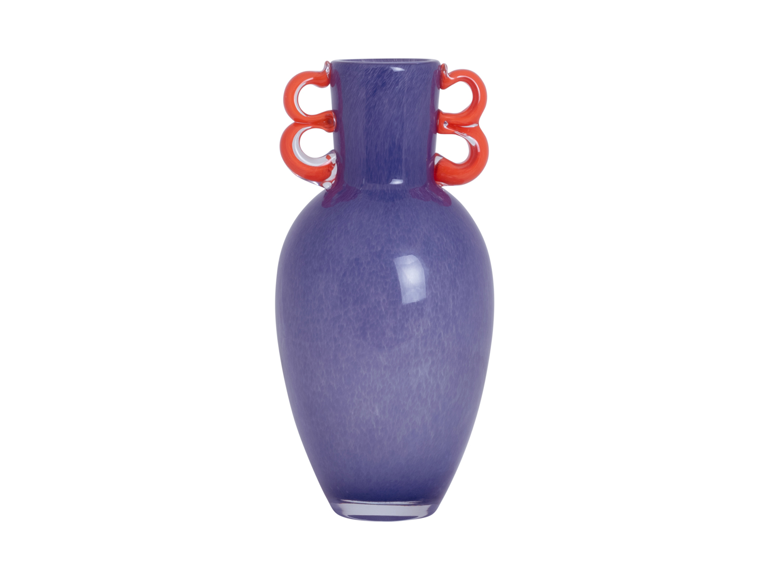 Vaas Fiesta glas groot helder paars, oranje handvatten