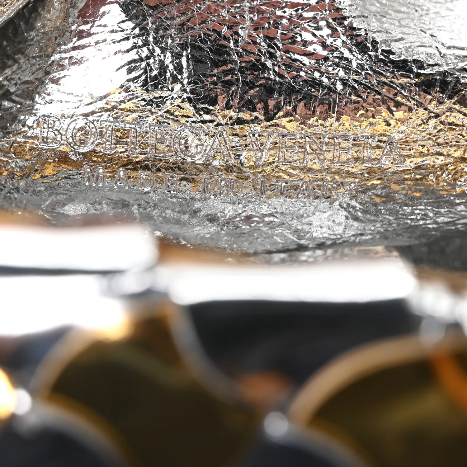 Metallic Lambskin Intrecciato Mini Hop Silver Gold - Top Club