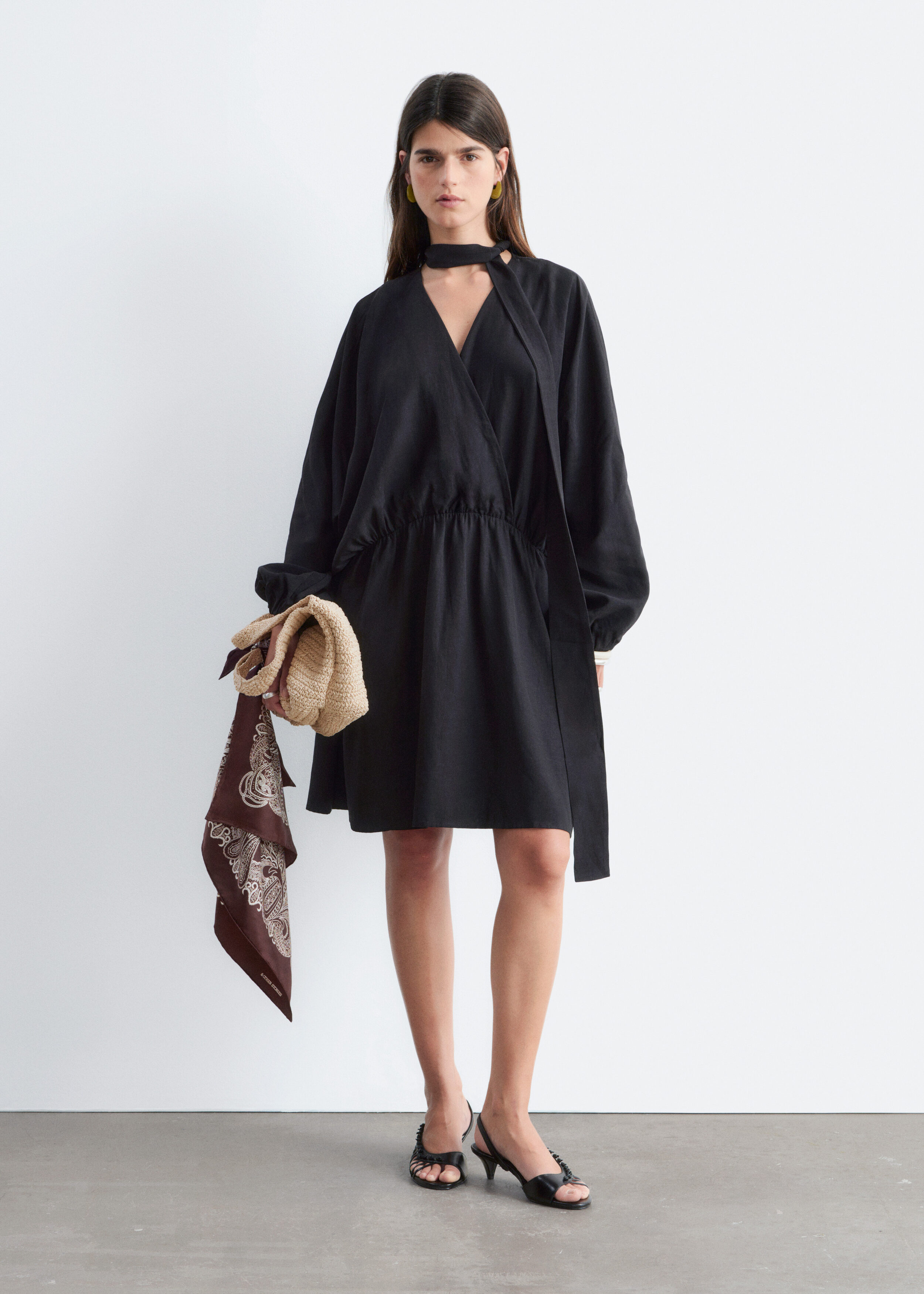 & Other Stories SCARF-DETAIL WRAP MINI DRESS