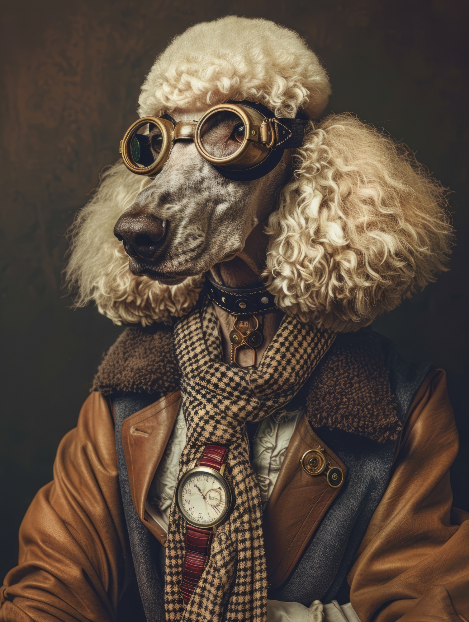 Canvas schilderij van een poedel hond 100x200 cm