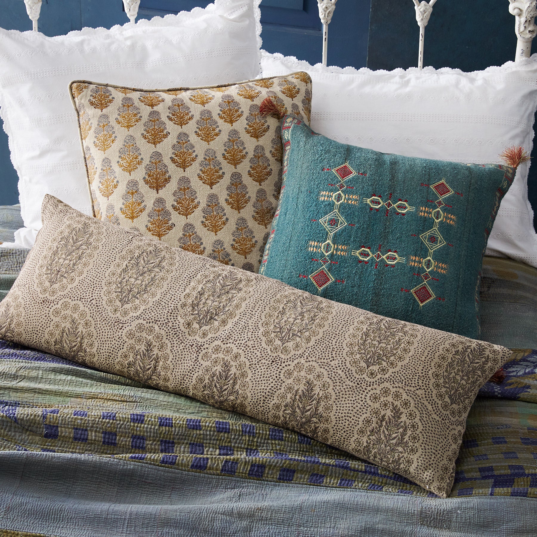 Marigold Bloom Block Print Pillow - Sundance Living