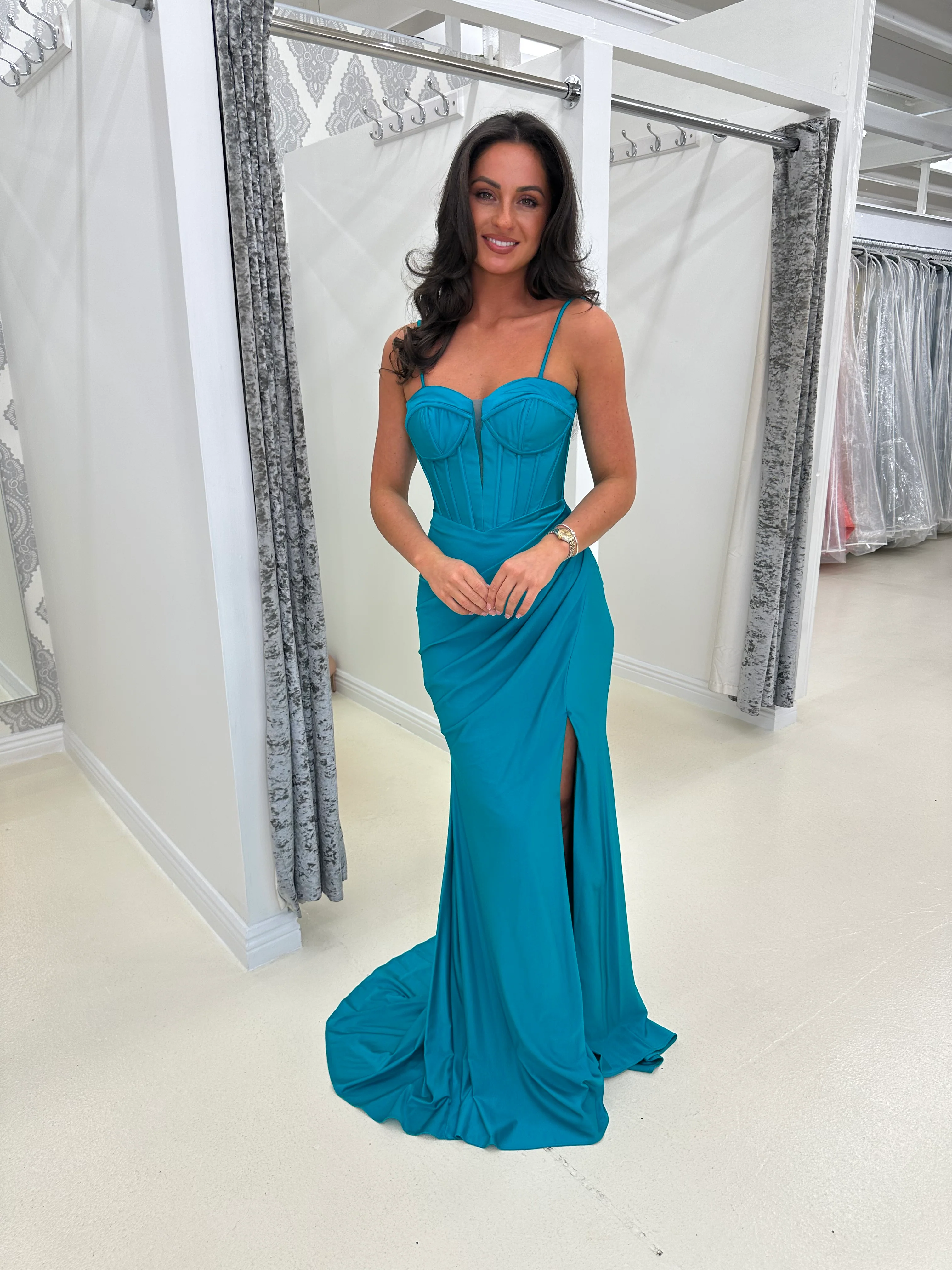 Jade Green Corset Style Full Length Gown