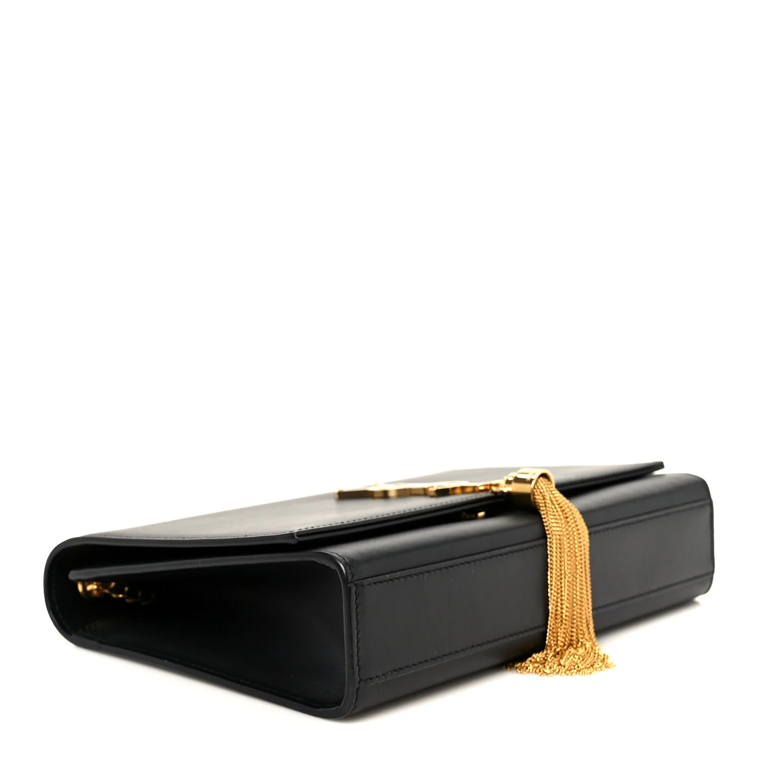 Smooth Calfskin Medium Classic Monogram Kate Tassel Satchel Black - Top Club