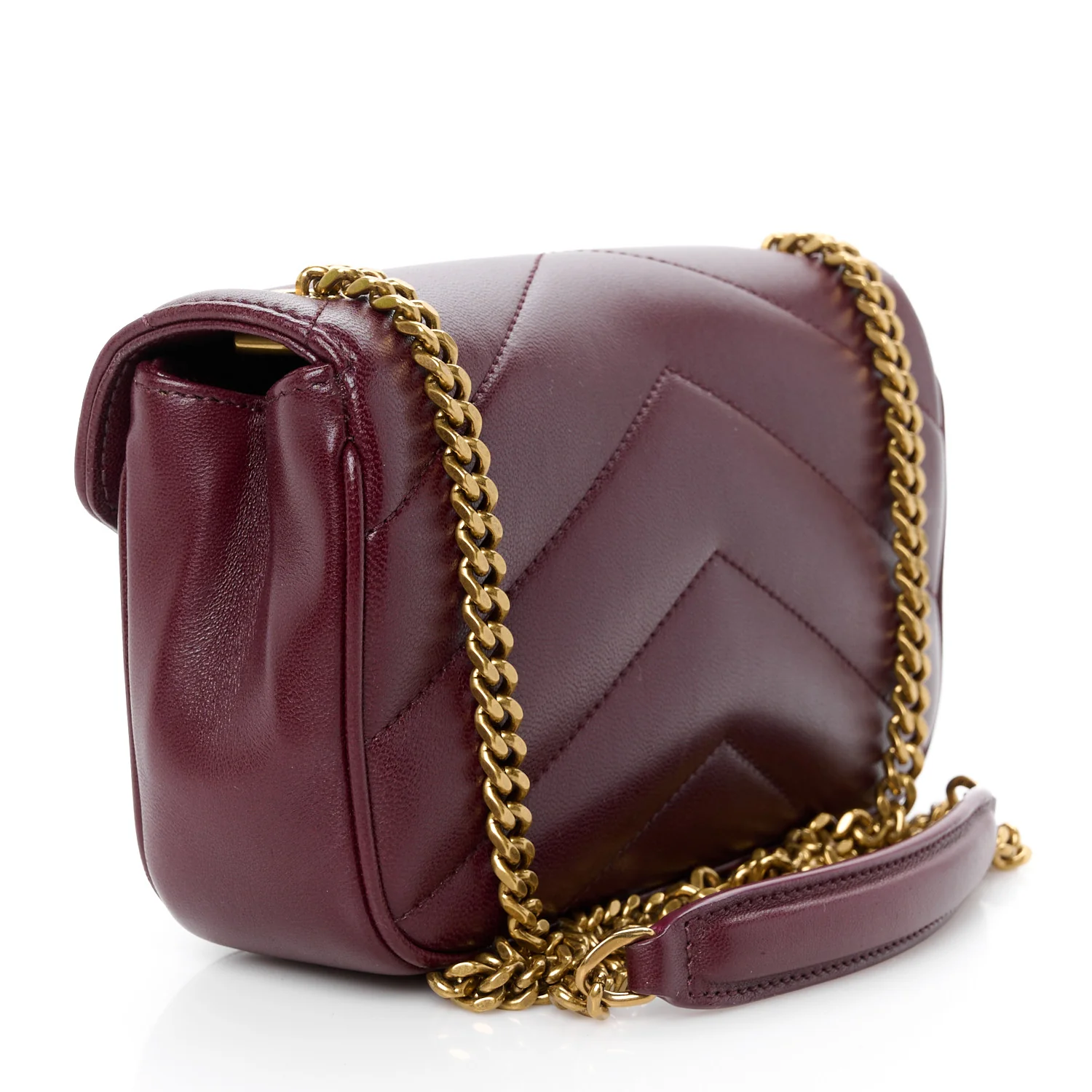 Lambskin Chevron Quilted Mini Loulou Rouge Cabernet - Top Club